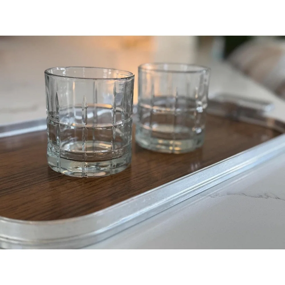 Anchor Hocking Tartan Whiskey Glasses | Mid Century Plaid Barware Set